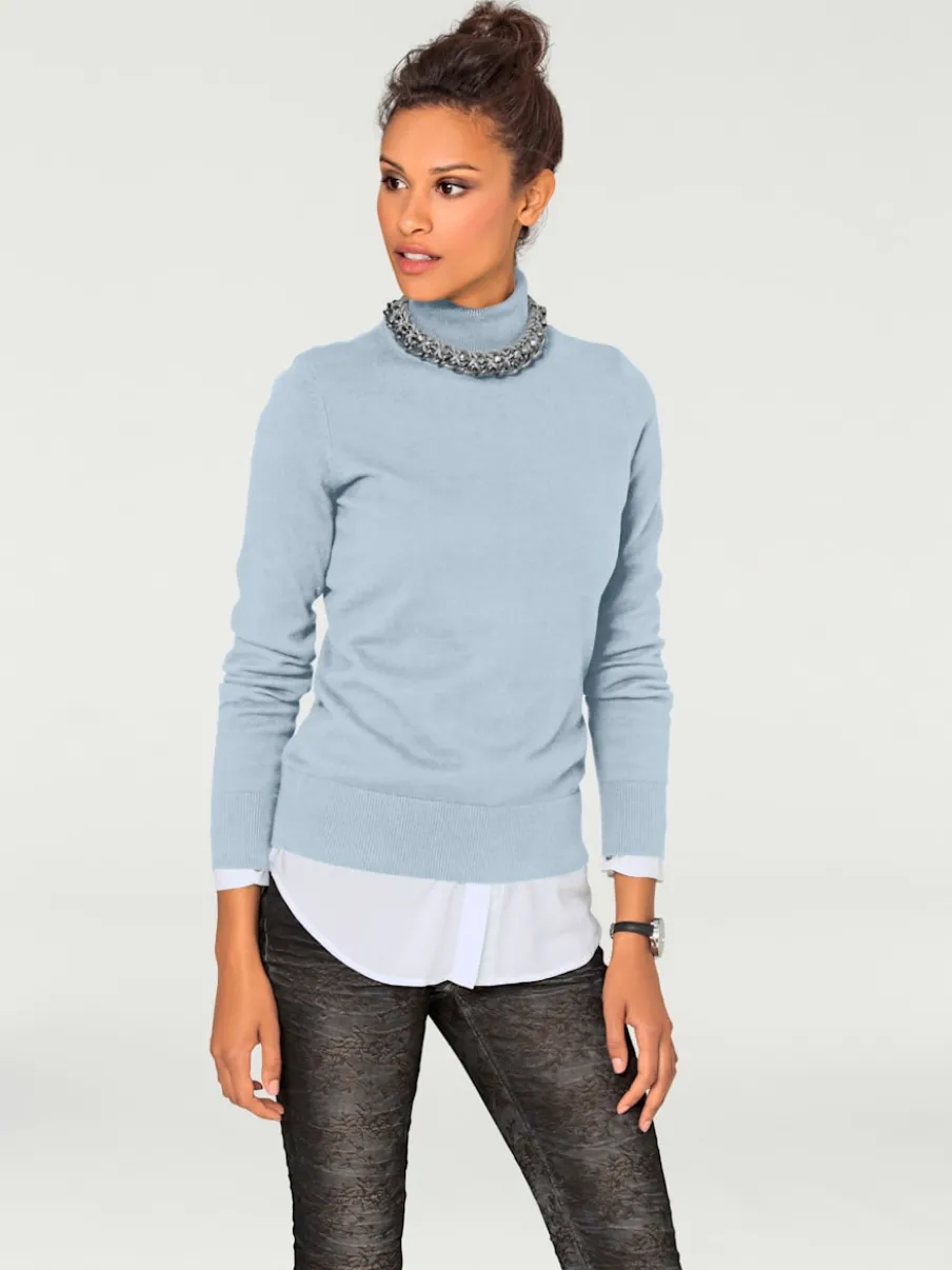 Pull à col roulé en tricot doux manches longues