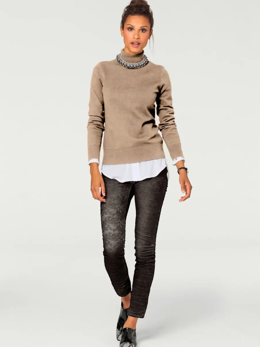 Pull à col roulé en tricot doux manches longues