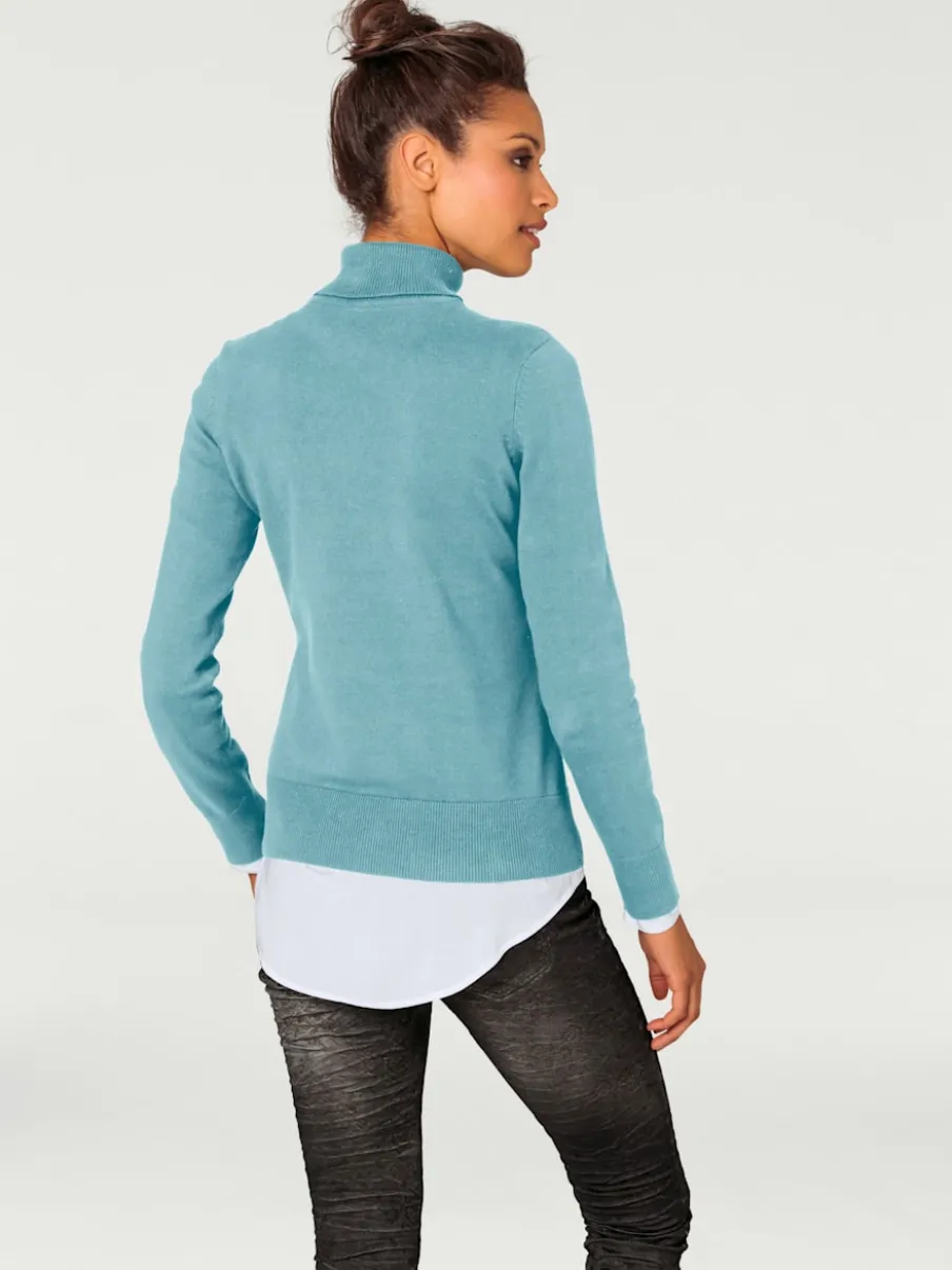 Pull à col roulé en tricot doux manches longues