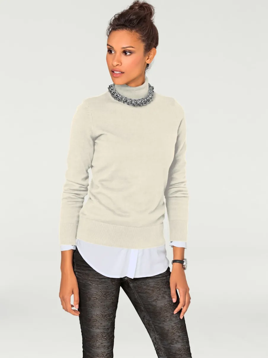 Pull à col roulé en tricot doux manches longues