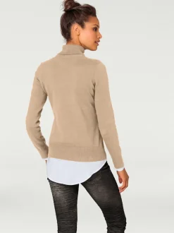 Pull à col roulé en tricot doux manches longues