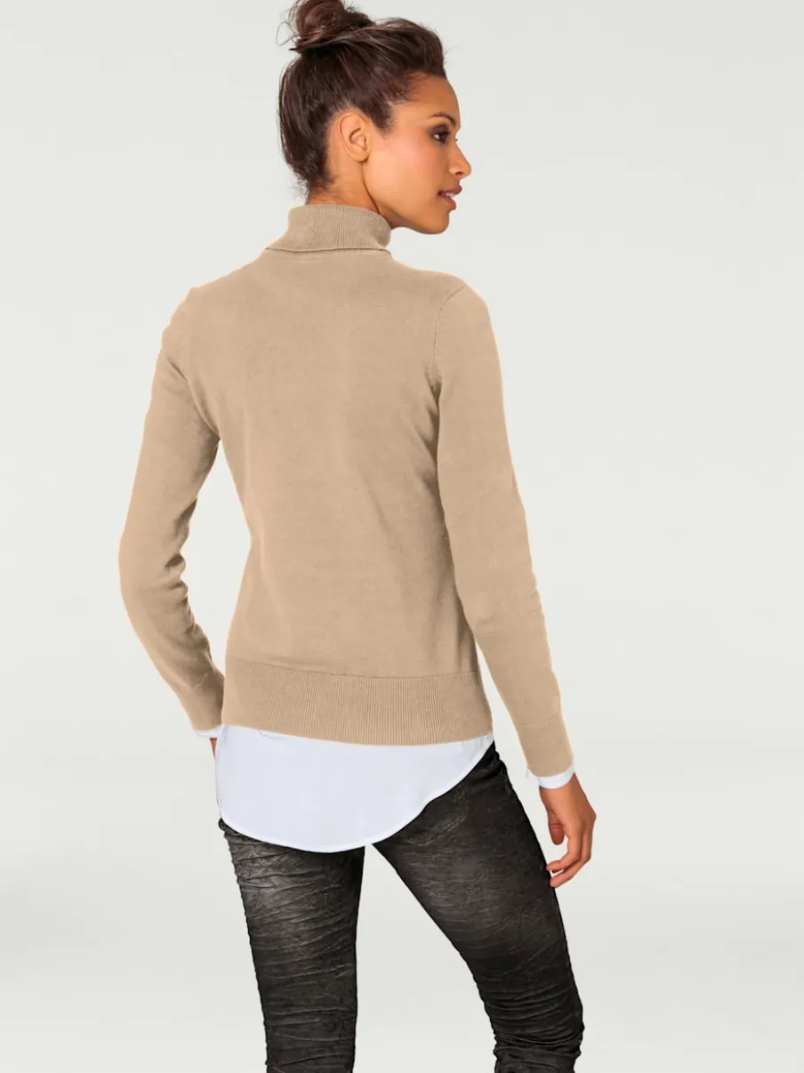 Pull à col roulé en tricot doux manches longues