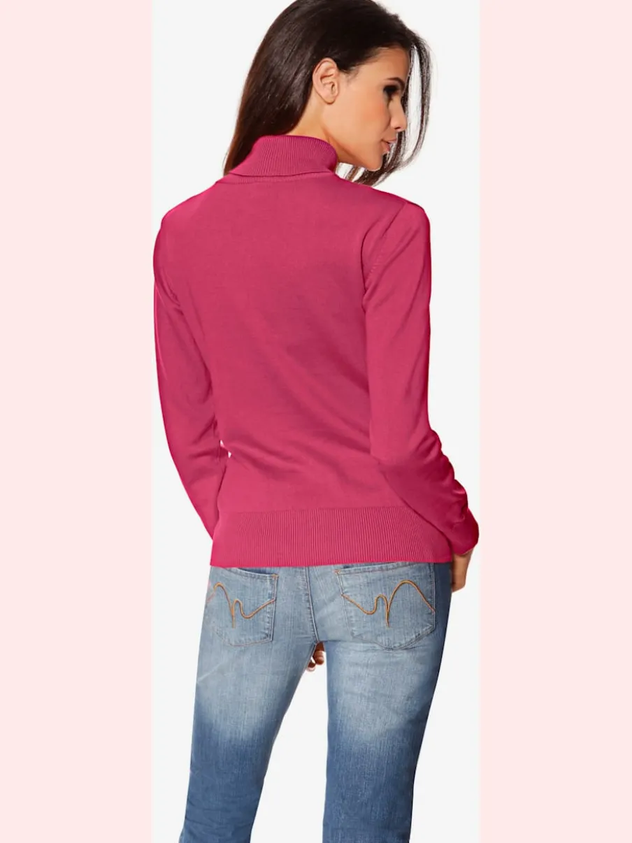 Pull à col roulé en tricot doux manches longues