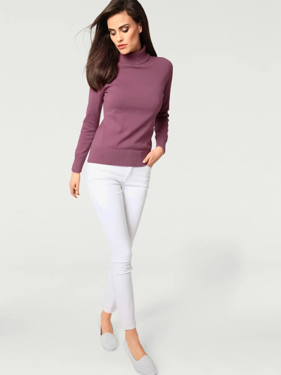 Pull à col roulé en tricot doux manches longues