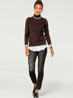 Pull à col roulé en tricot doux manches longues