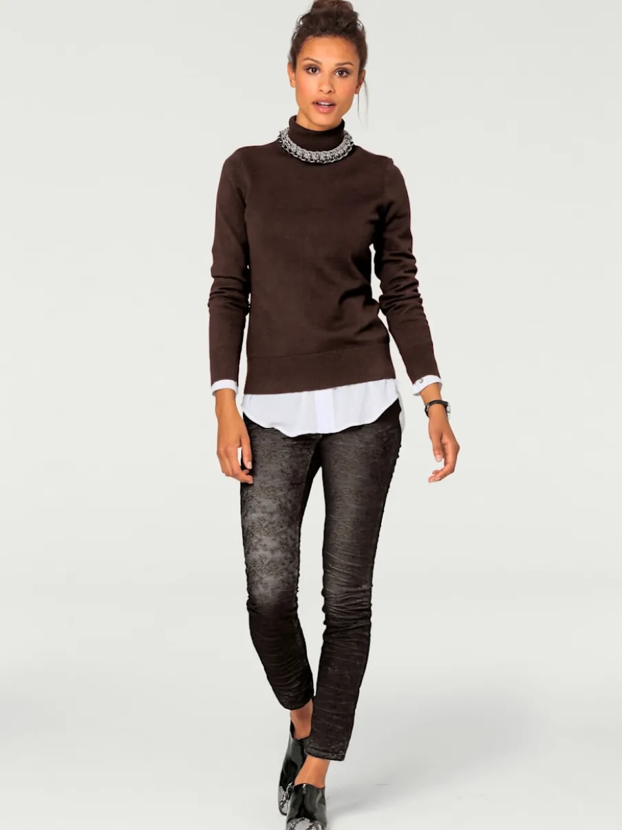 Pull à col roulé en tricot doux manches longues
