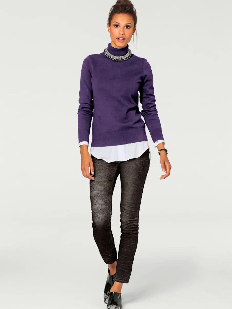 Pull à col roulé en tricot doux manches longues