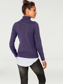 Pull à col roulé en tricot doux manches longues