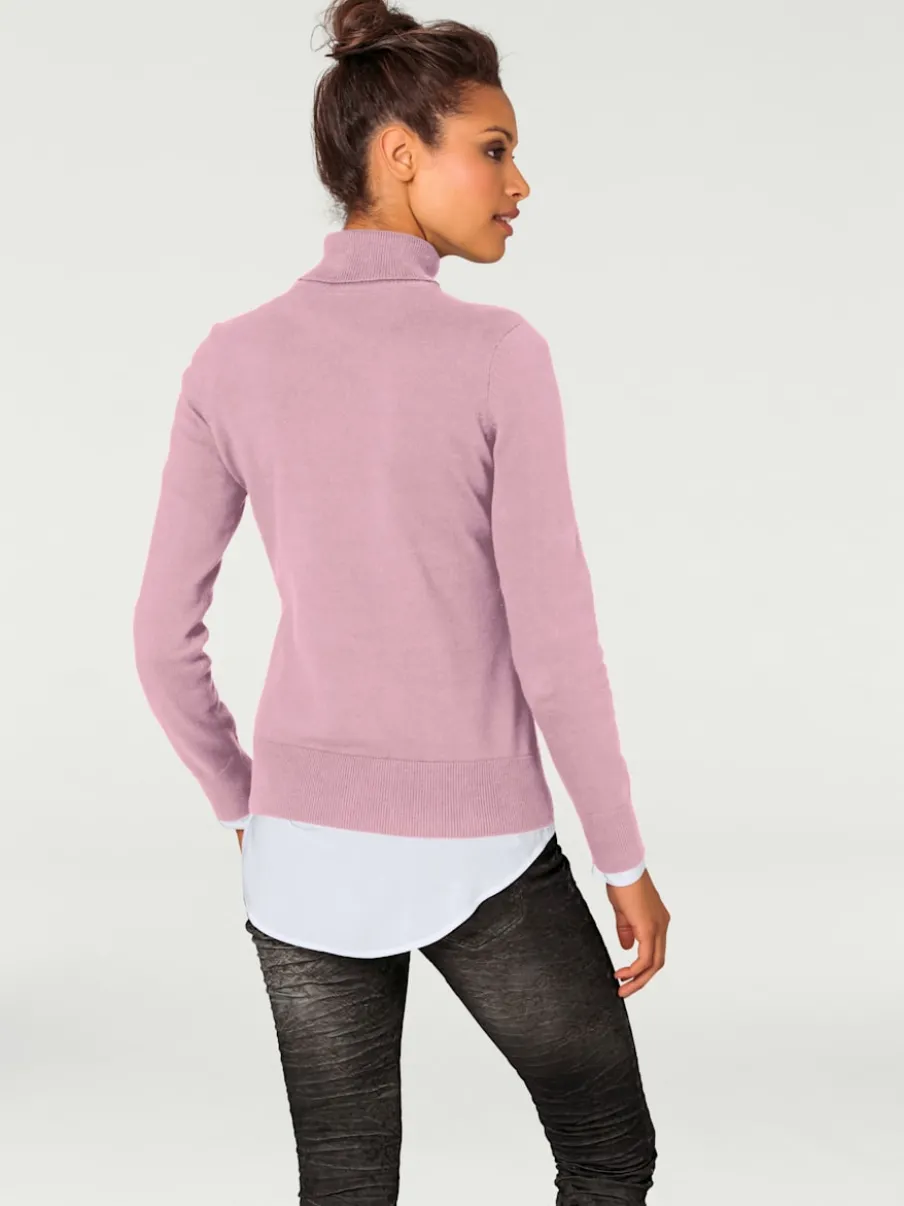 Pull à col roulé en tricot doux manches longues