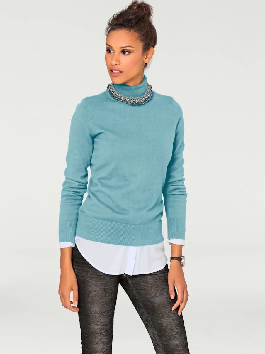 Pull à col roulé en tricot doux manches longues