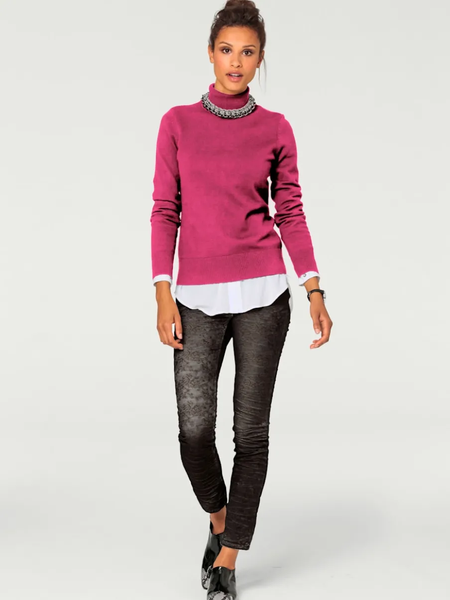 Pull à col roulé en tricot doux manches longues