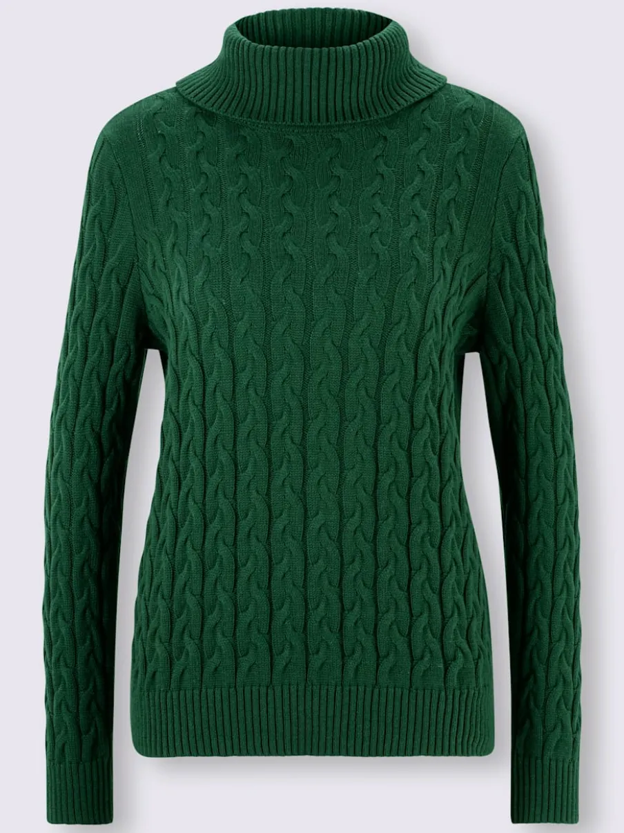 Pull col roulé en tricot fin avec motif torsadé