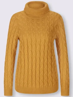 Pull col roulé en tricot fin avec motif torsadé