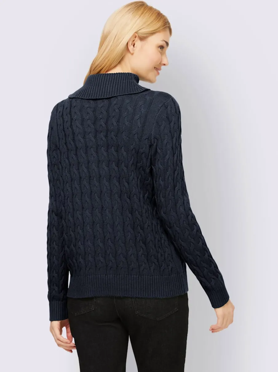 Pull col roulé en tricot fin avec motif torsadé