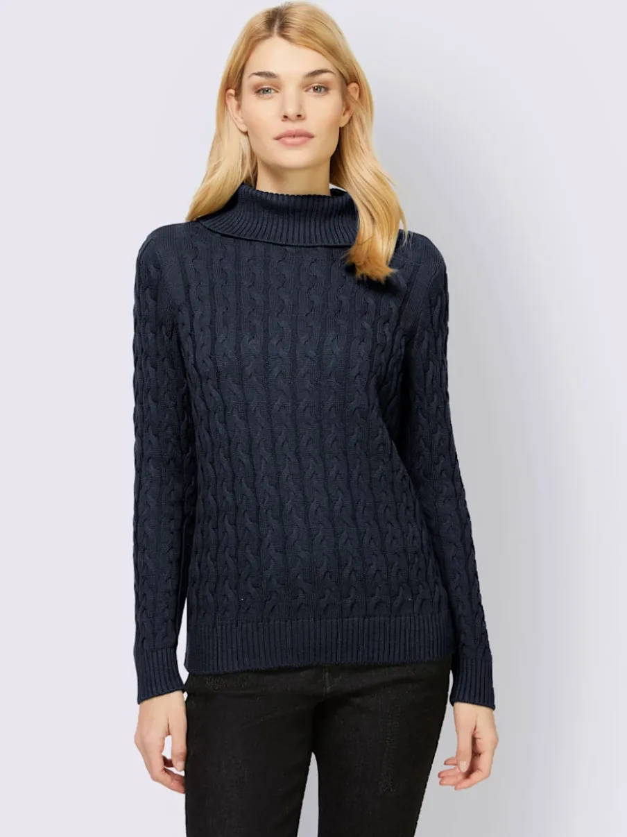 Pull col roulé en tricot fin avec motif torsadé