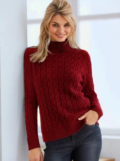 Pull col roulé en tricot fin avec motif torsadé