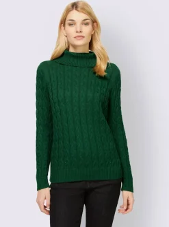Pull col roulé en tricot fin avec motif torsadé
