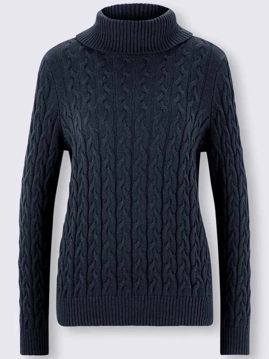Pull col roulé en tricot fin avec motif torsadé