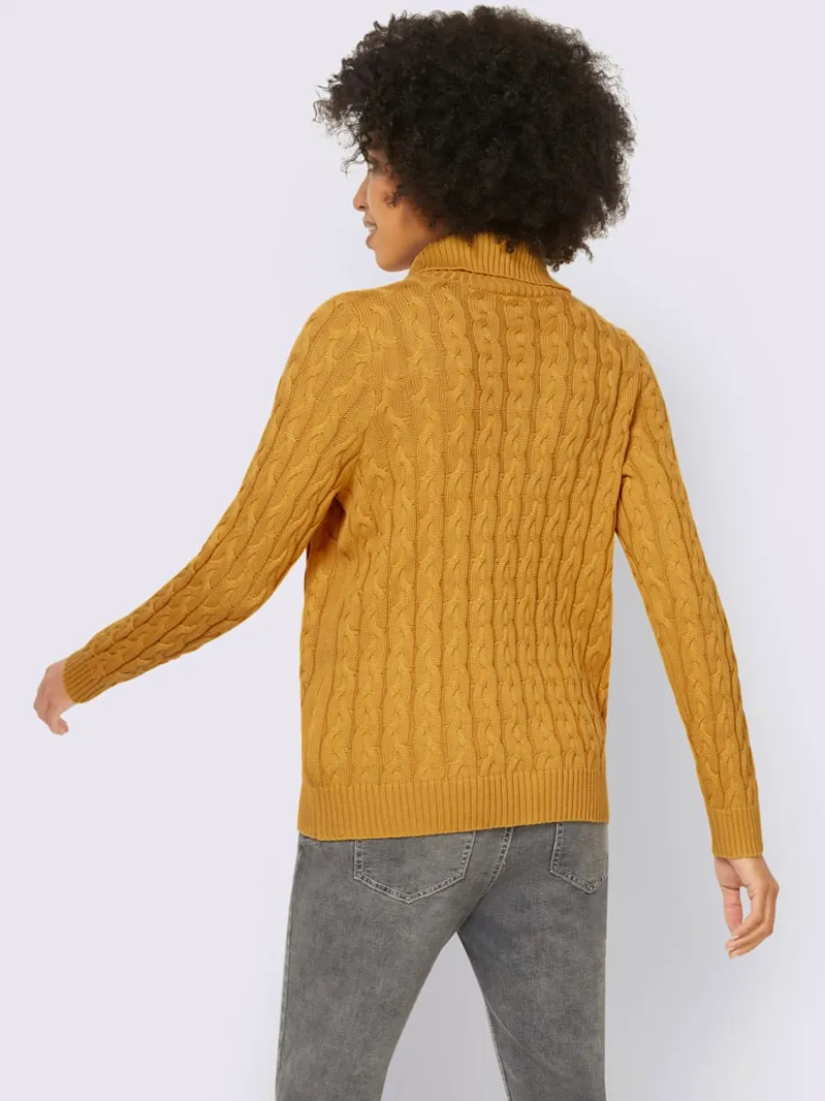Pull col roulé en tricot fin avec motif torsadé