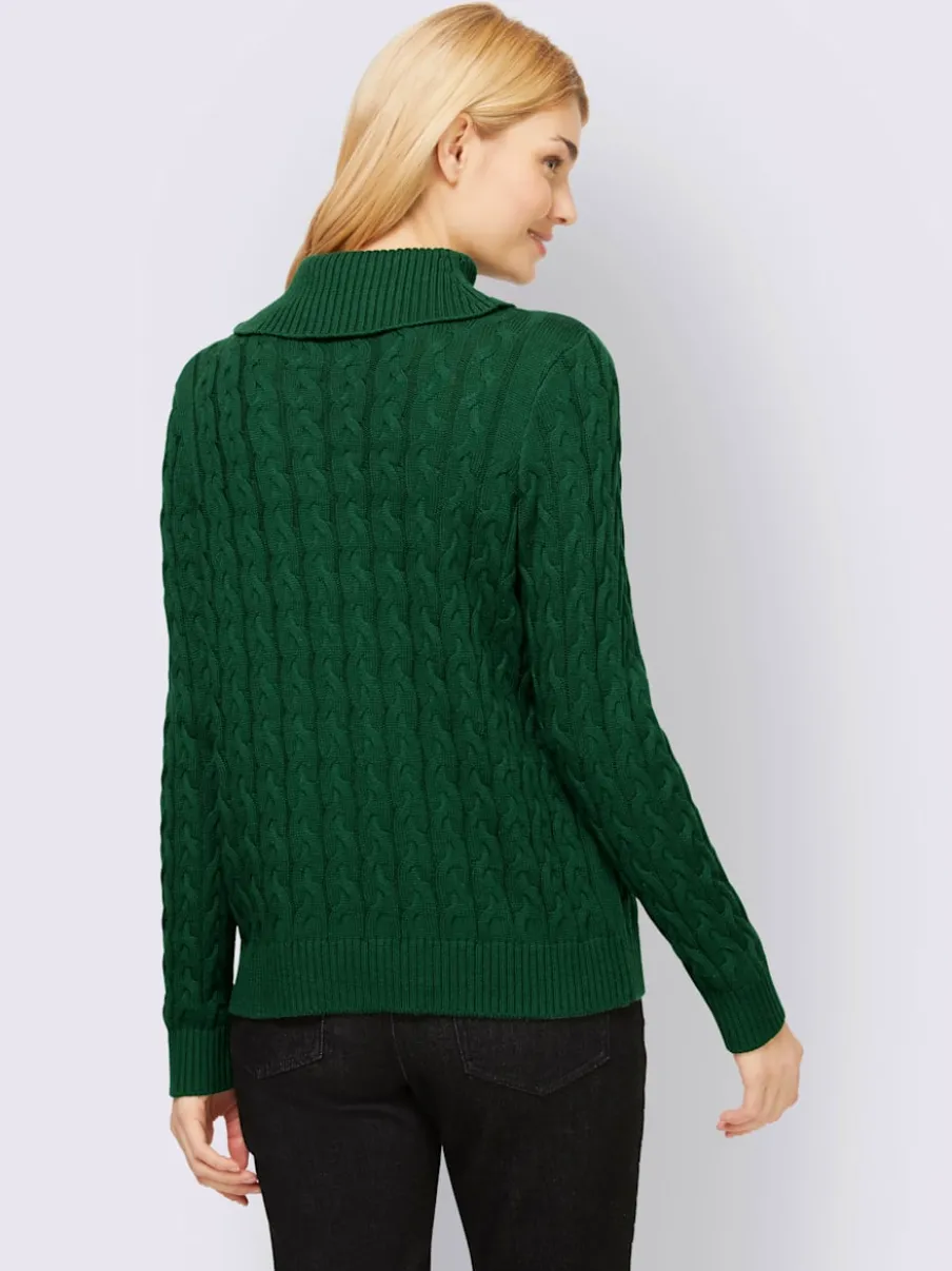 Pull col roulé en tricot fin avec motif torsadé