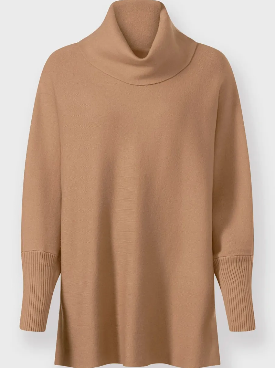 Pull à col roulé en viscose avec manches chauve-souris