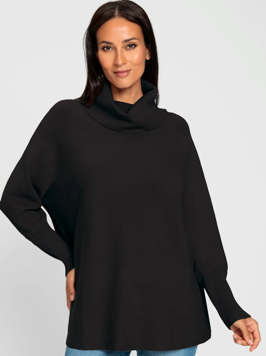Pull à col roulé en viscose avec manches chauve-souris