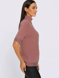 Pull à col roulé jolies pierres brillantes fantaisie