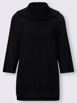 Pull col roulé à manches 3/4 avec fente latérale