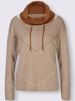 Pull col roulé manches longues avec motif rayé jacquard