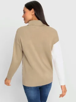 Pull col roulé à motif jacquard et manches longues