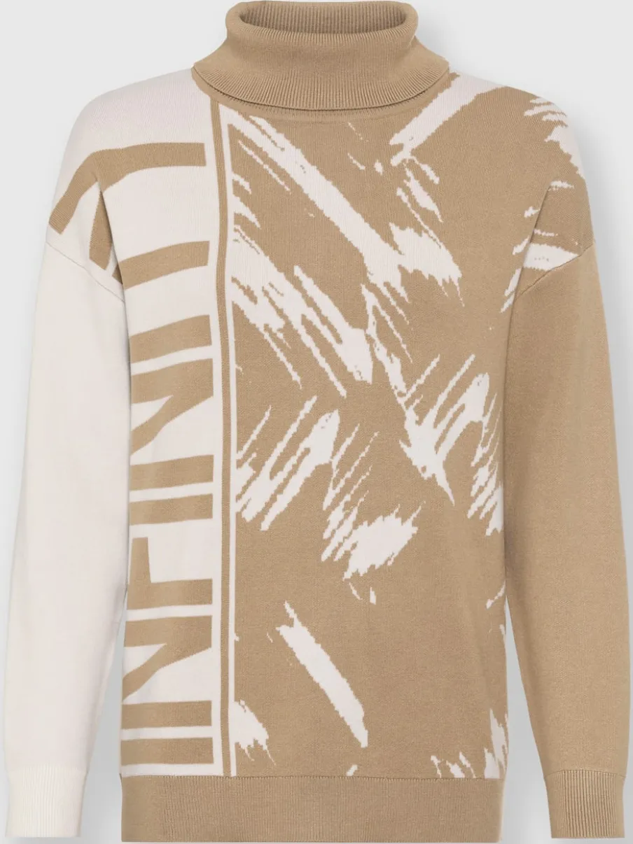 Pull col roulé à motif jacquard et manches longues