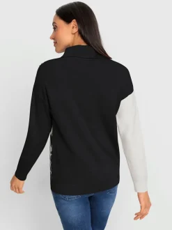 Pull col roulé à motif jacquard et manches longues