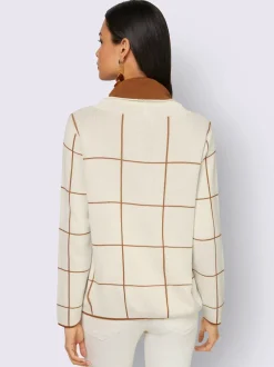 Pull à col roulé motifs géométriques manches longues douces