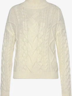 Pull à col tortue avec motif torsadé et mancherons