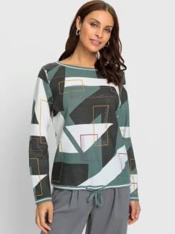 Pull à col U avec manches longues et motif graphique