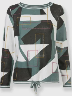 Pull à col U avec manches longues et motif graphique