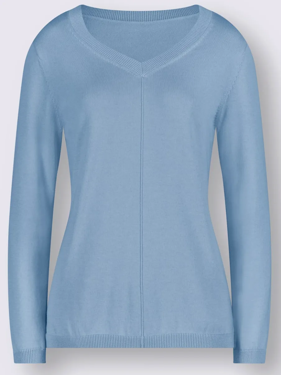 Pull col v en coton pima avec finitions côtelées