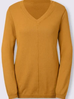 Pull col v en coton pima avec finitions côtelées