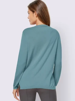 Pull col v en coton pima avec finitions côtelées