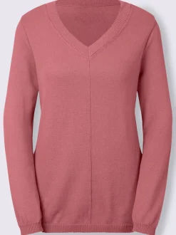 Pull col v en coton pima avec finitions côtelées