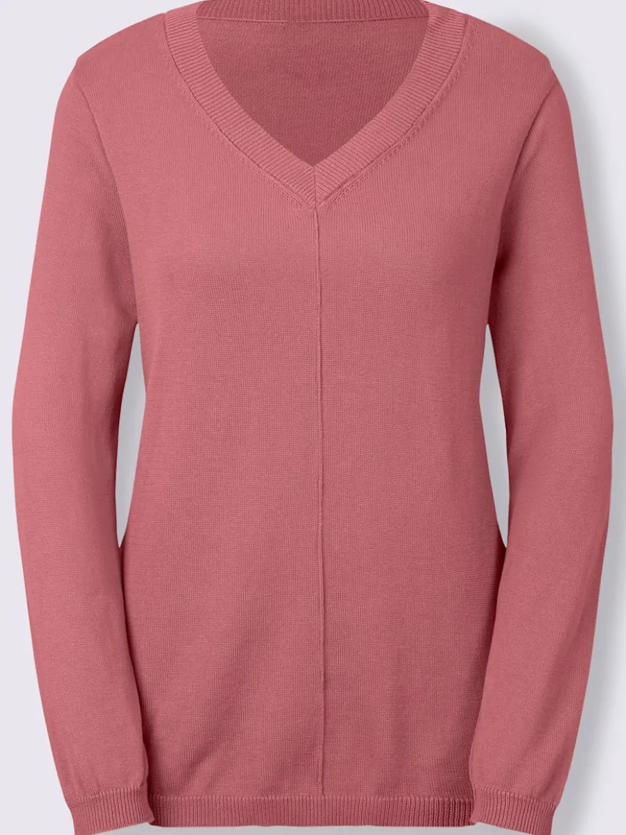 Pull col v en coton pima avec finitions côtelées