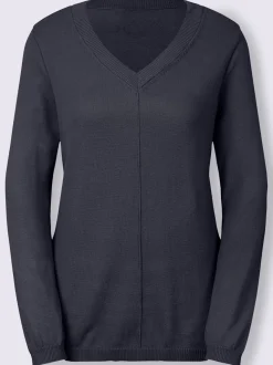 Pull col v en coton pima avec finitions côtelées