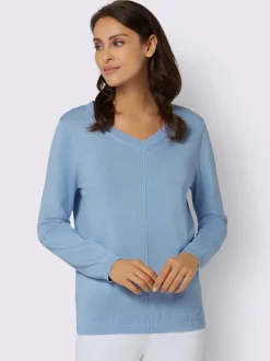 Pull col v en coton pima avec finitions côtelées