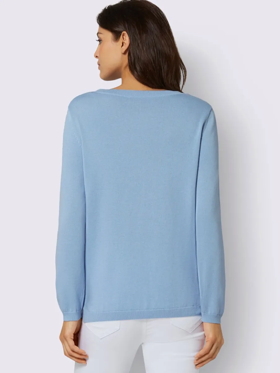 Pull col v en coton pima avec finitions côtelées