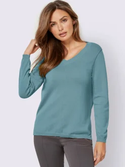 Pull col v en coton pima avec finitions côtelées