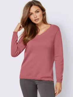Pull col v en coton pima avec finitions côtelées