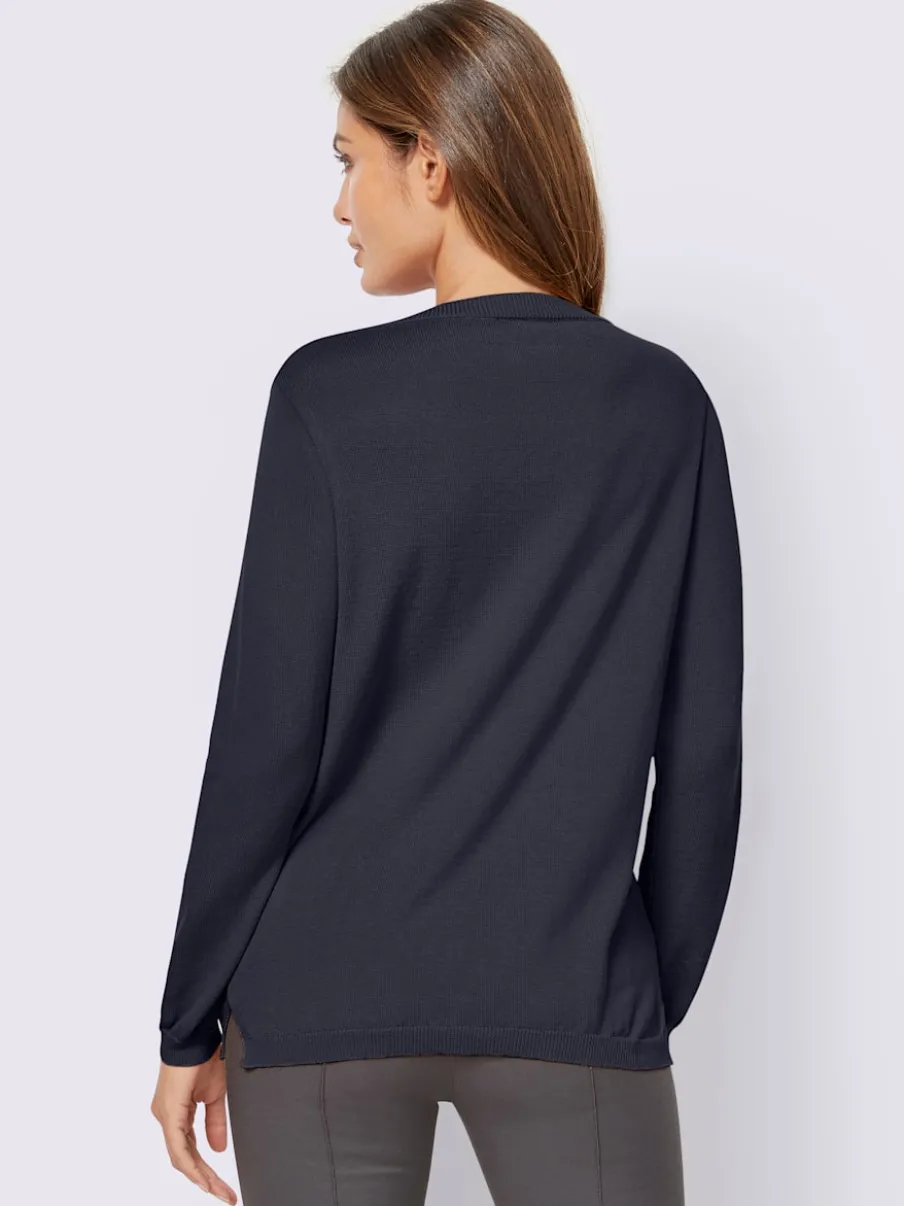Pull col v en coton pima avec finitions côtelées