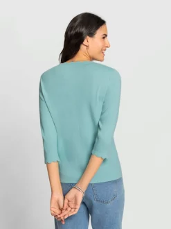 Pull 3/4 côtelé avec patte de boutonnage imitation corne