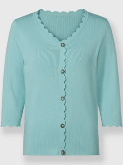 Pull 3/4 côtelé avec patte de boutonnage imitation corne