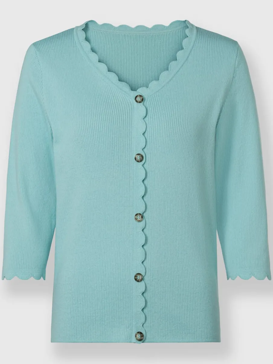 Pull 3/4 côtelé avec patte de boutonnage imitation corne